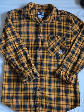HUF Yellow and Black Plaid Button-Up Shirt
